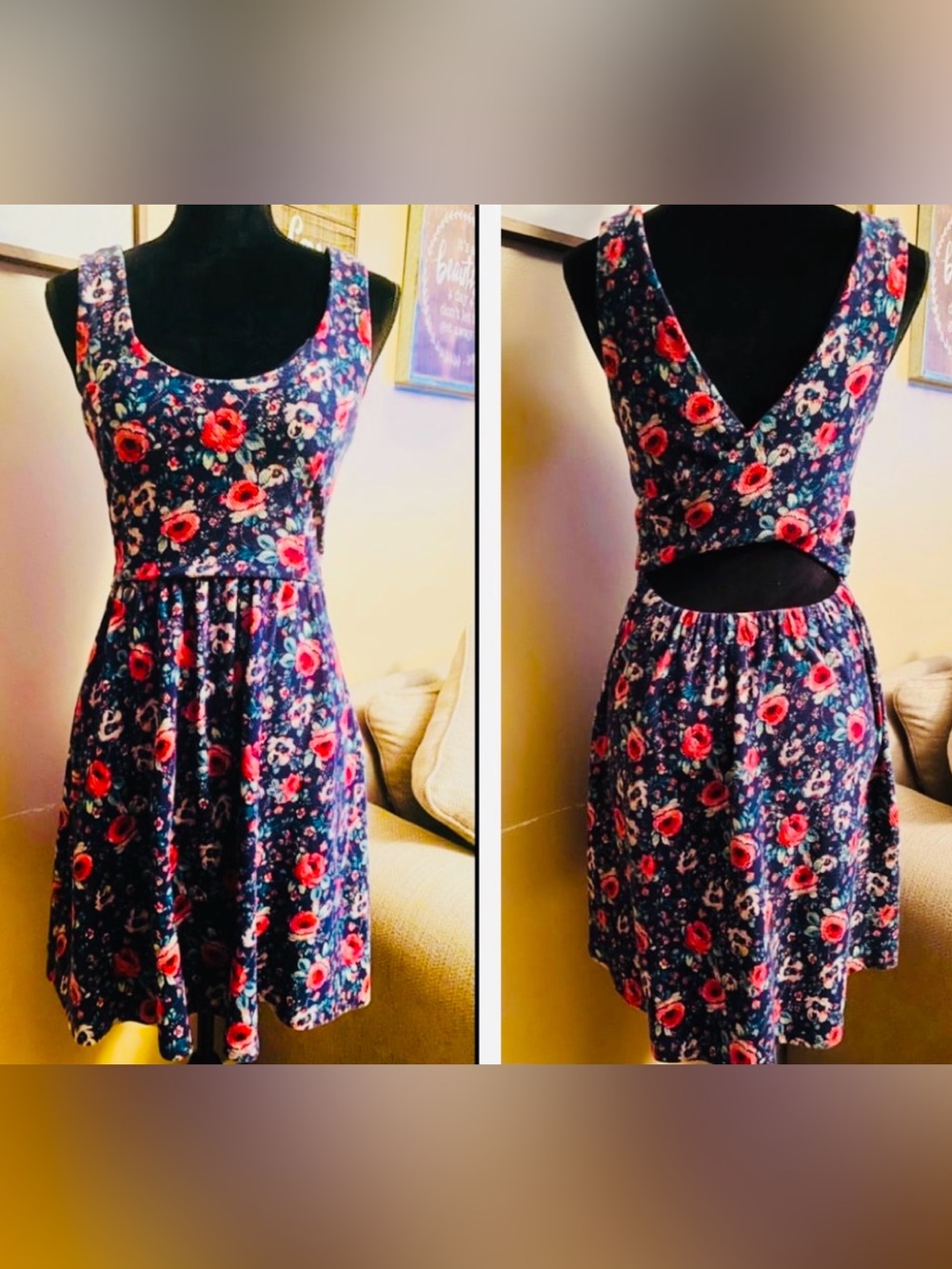 Pretty LC Conrad Cross Back Women’s Small Floral Dress